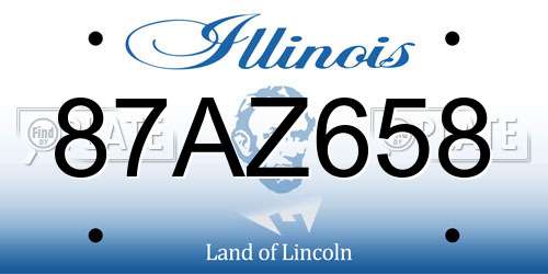 87AZ658 Illinois License Plate