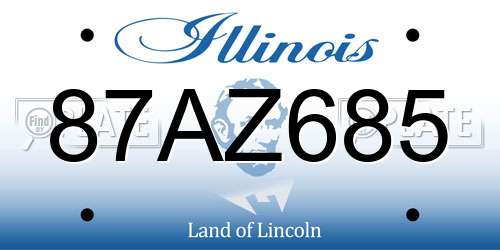 87AZ685 Illinois License Plate