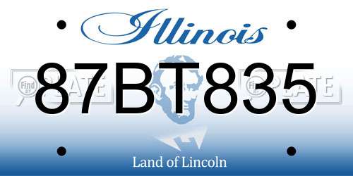 87BT835 Illinois License Plate