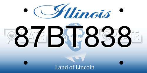 87BT838 Illinois License Plate