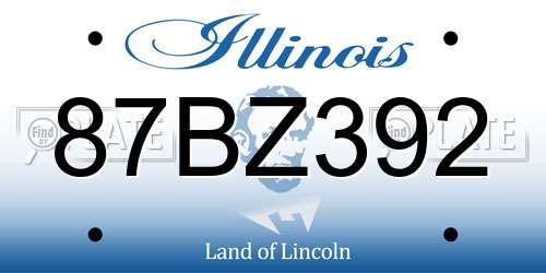 87BZ392 Illinois License Plate