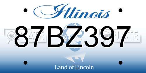 87BZ397 Illinois License Plate