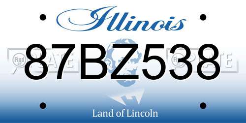87BZ538 Illinois License Plate