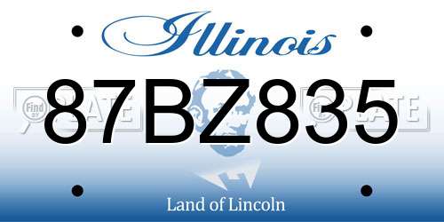 87BZ835 Illinois License Plate