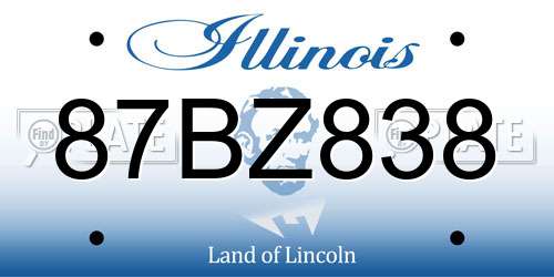 87BZ838 Illinois License Plate