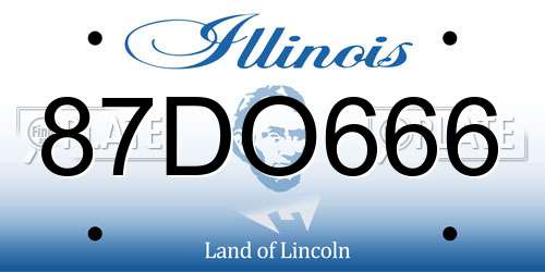 87DO666 Illinois License Plate