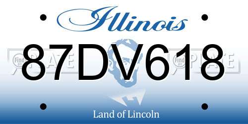 87DV618 Illinois License Plate