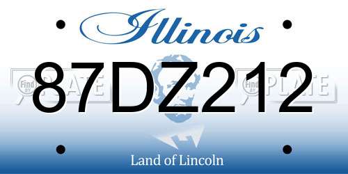 87DZ212 Illinois License Plate