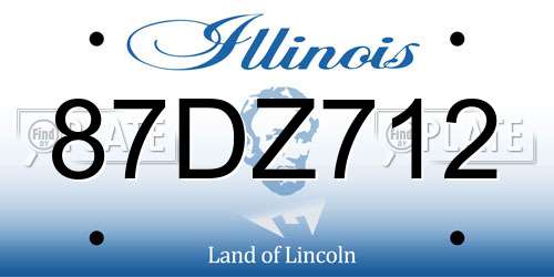 87DZ712 Illinois License Plate