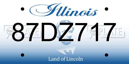 87DZ717 Illinois License Plate