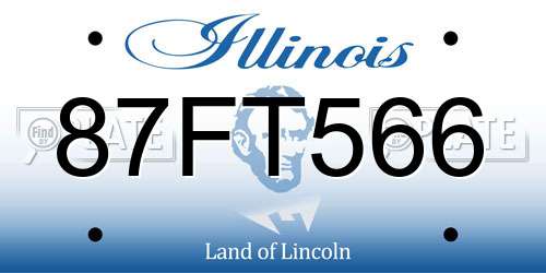 87FT566 Illinois License Plate
