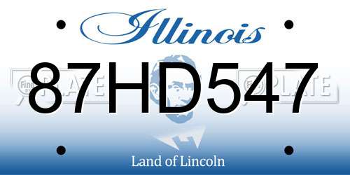 87HD547 Illinois License Plate
