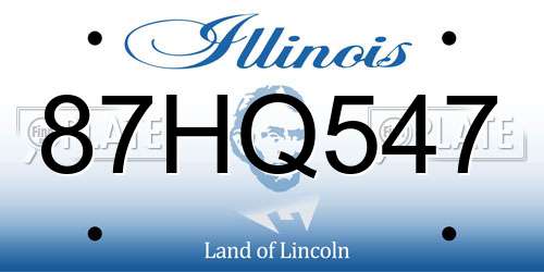 87HQ547 Illinois License Plate