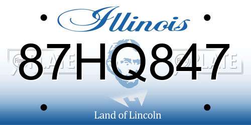 87HQ847 Illinois License Plate
