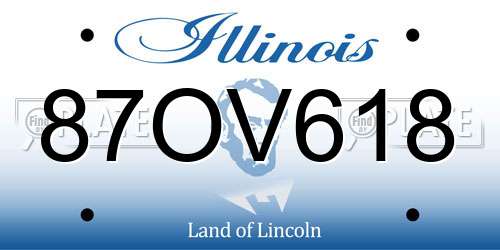 87OV618 Illinois License Plate