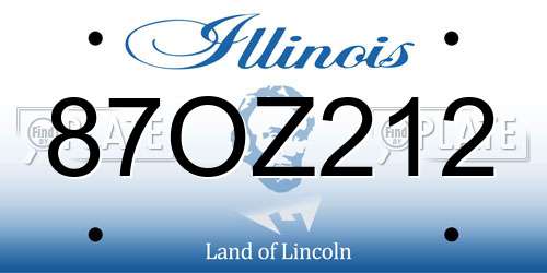 87OZ212 Illinois License Plate
