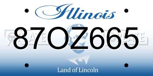 87OZ665 Illinois License Plate