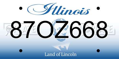 87OZ668 Illinois License Plate