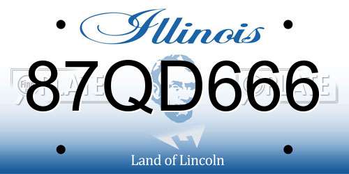 87QD666 Illinois License Plate