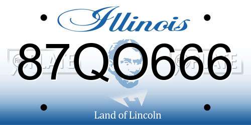 87QO666 Illinois License Plate