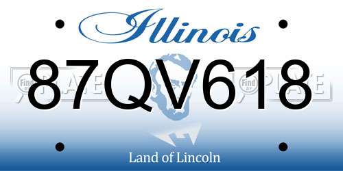 87QV618 Illinois License Plate