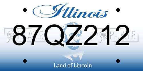 87QZ212 Illinois License Plate