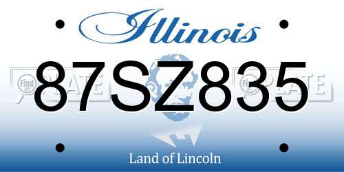 87SZ835 Illinois License Plate