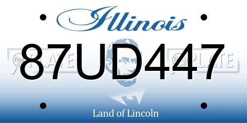 87UD447 Illinois License Plate