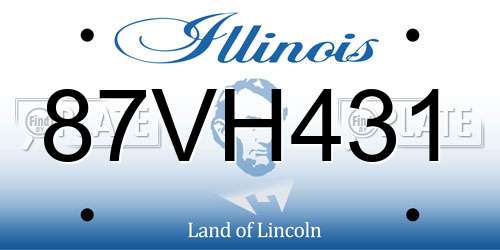 87VH431 Illinois License Plate