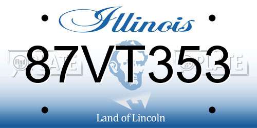 87VT353 Illinois License Plate