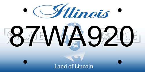 87WA920 Illinois License Plate