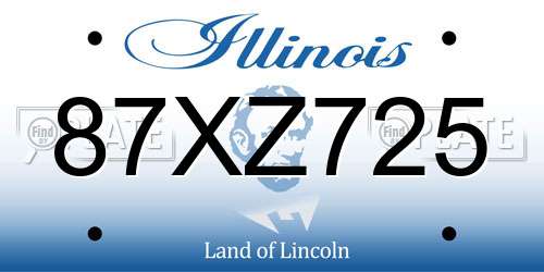 87XZ725 Illinois License Plate