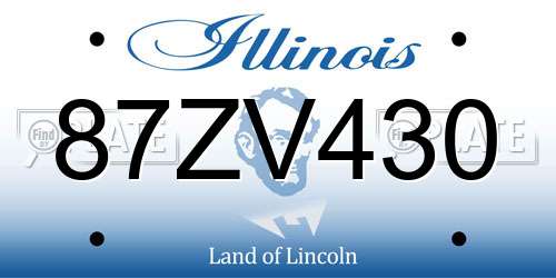 87ZV430 Illinois License Plate