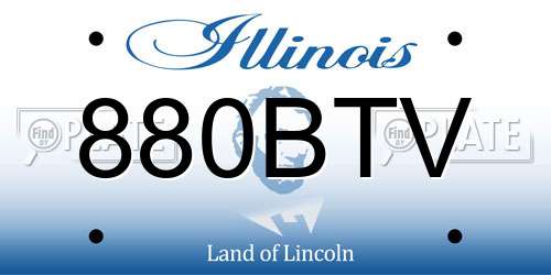 880BTV Illinois License Plate