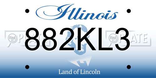 882KL3 Illinois License Plate