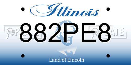 882PE8 Illinois License Plate