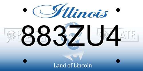 883ZU4 Illinois License Plate