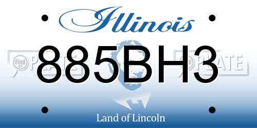 885BH3 Illinois License Plate