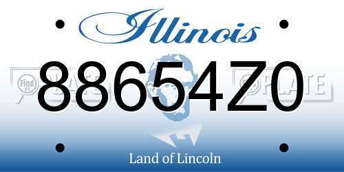 88654Z0 Illinois License Plate