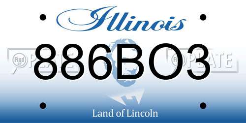 886BO3 Illinois License Plate