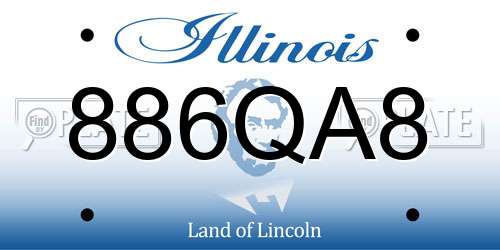 886QA8 Illinois License Plate