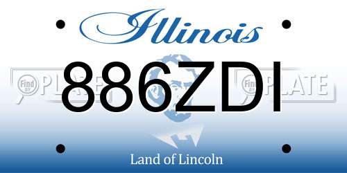 886ZDI Illinois License Plate