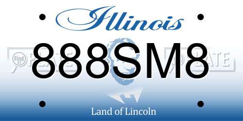888SM8 Illinois License Plate