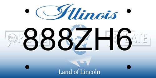 888ZH6 Illinois License Plate
