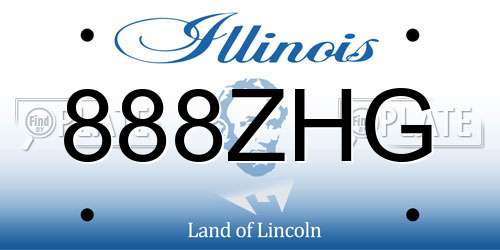 888ZHG Illinois License Plate