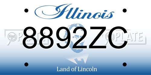 8892ZC Illinois License Plate