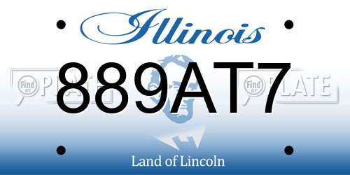 889AT7 Illinois License Plate