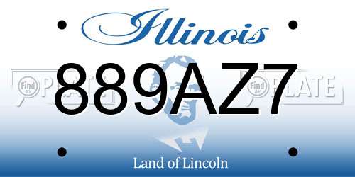 889AZ7 Illinois License Plate
