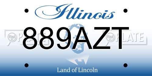 889AZT Illinois License Plate