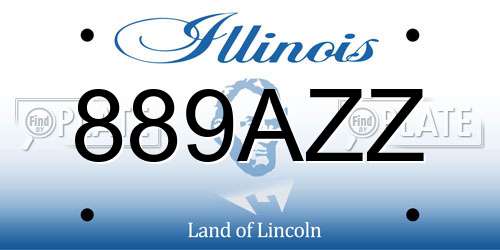889AZZ Illinois License Plate